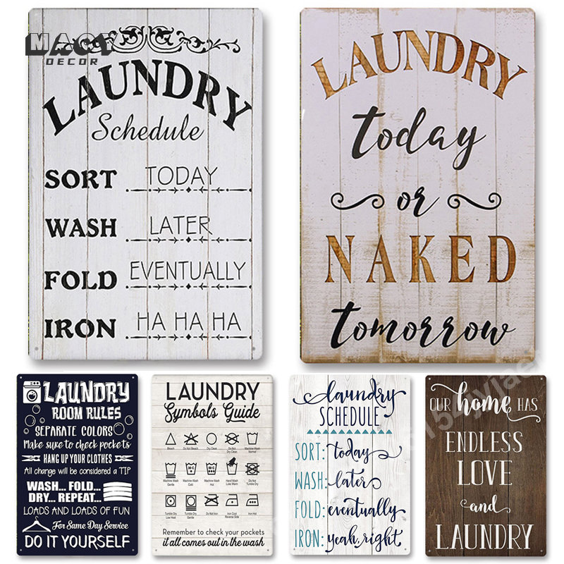 Home Bathroom Wall Art - Slogan Metalowy Znak Blaszany Dekoracja Pralni
