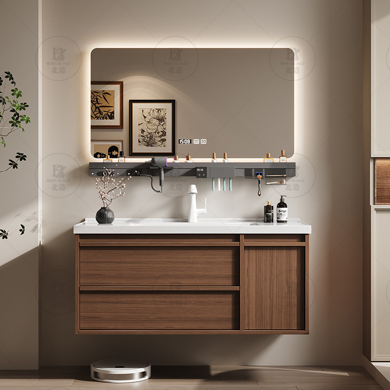 Home Bathroom Vanity Combo - Luksusowe Drewniane Szafki z Szufladami Lustro