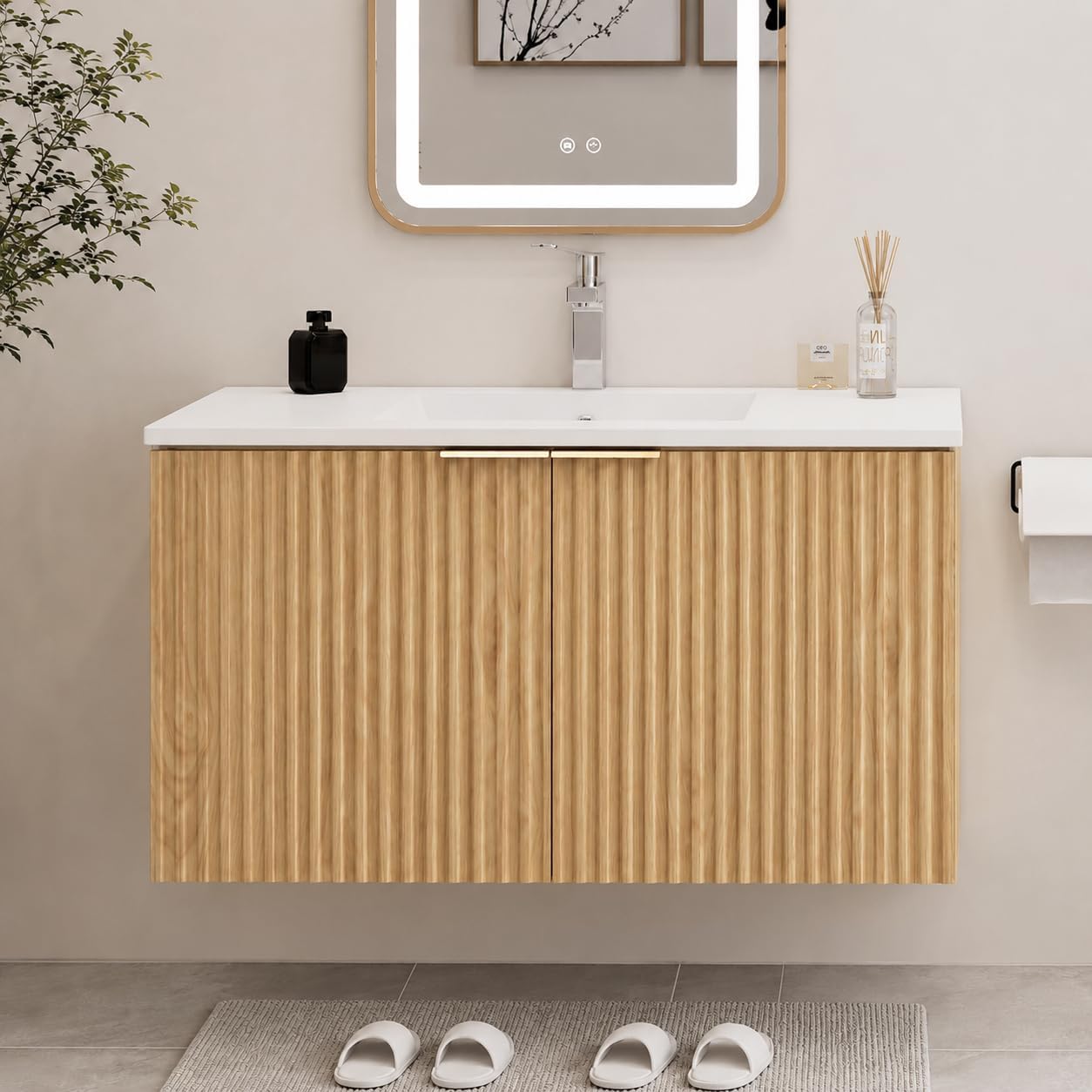 Home For Bathroom - Nowoczesna wisząca szafka łazienkowa z falistymi,