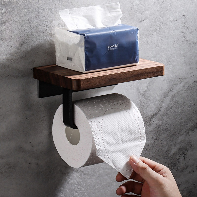 Home Bathroom Paper Towel Holder - Drewniany uchwyt na chusteczki, montowany na
