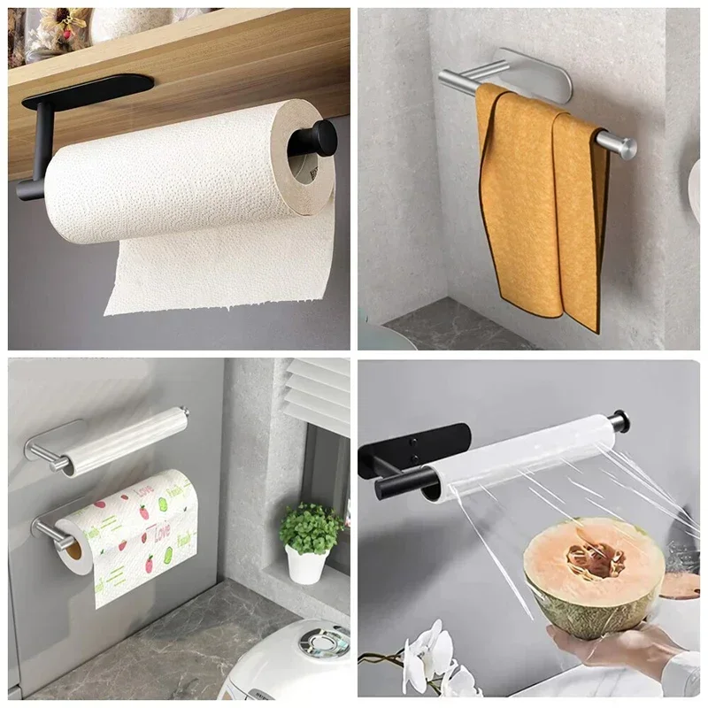 Home Bathroom Paper Towel Holder - Czarny samoprzylepny uchwyt na papier toaletowy,
