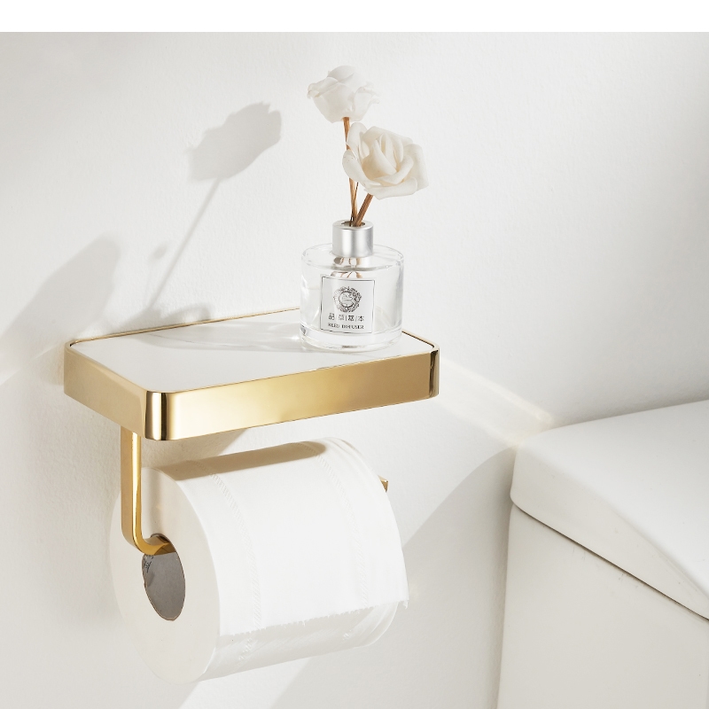 Home Bathroom Paper Towel Holder - Metalowy uchwyt na chusteczki, półka na