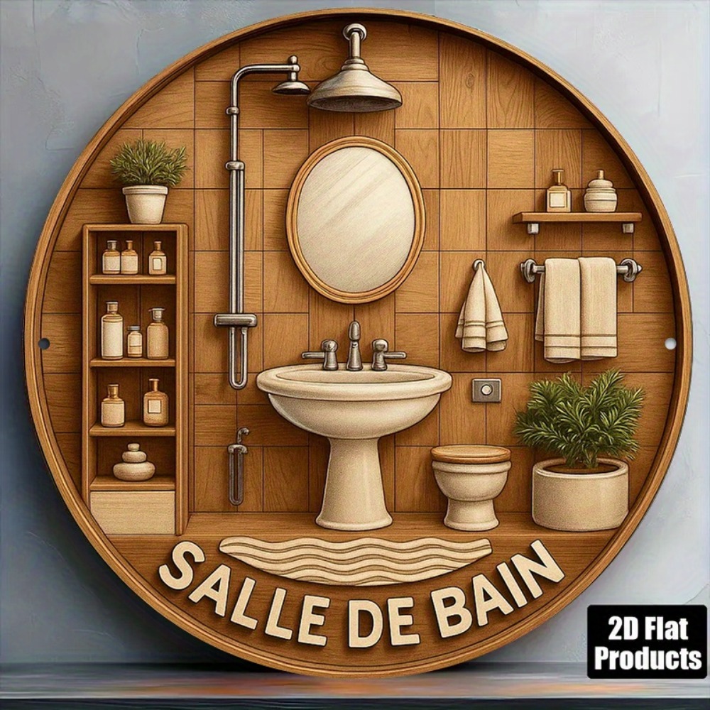 Home Bathroom Wall Art - CIFBUY Retro Francuska Okrągła Dekoracja Ścienna