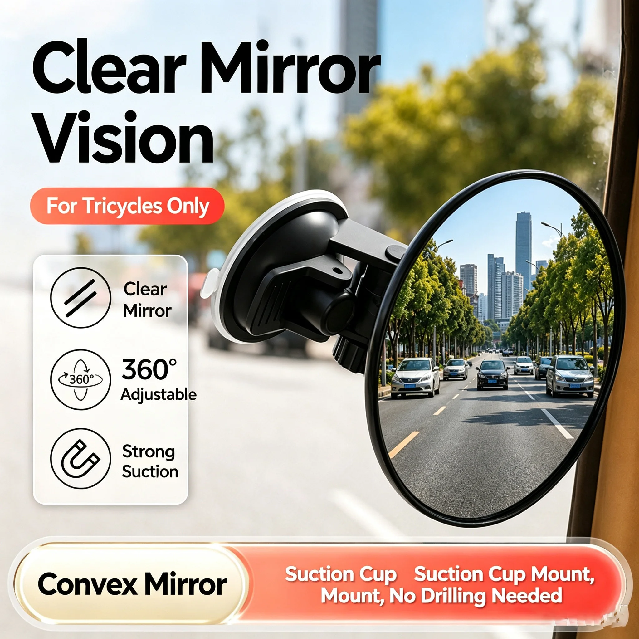 Shaving Mirror Suction - Lusterko martwego pola HD obracane o