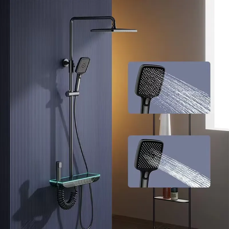 Home And Bathroom - Inteligentny cyfrowy termostatyczny zestaw prysznicowy, mosiężna