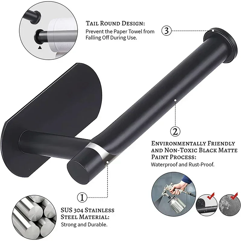 Czarny samoprzylepny uchwyt na – Home Bathroom Paper Towel Holder recenzja i cena