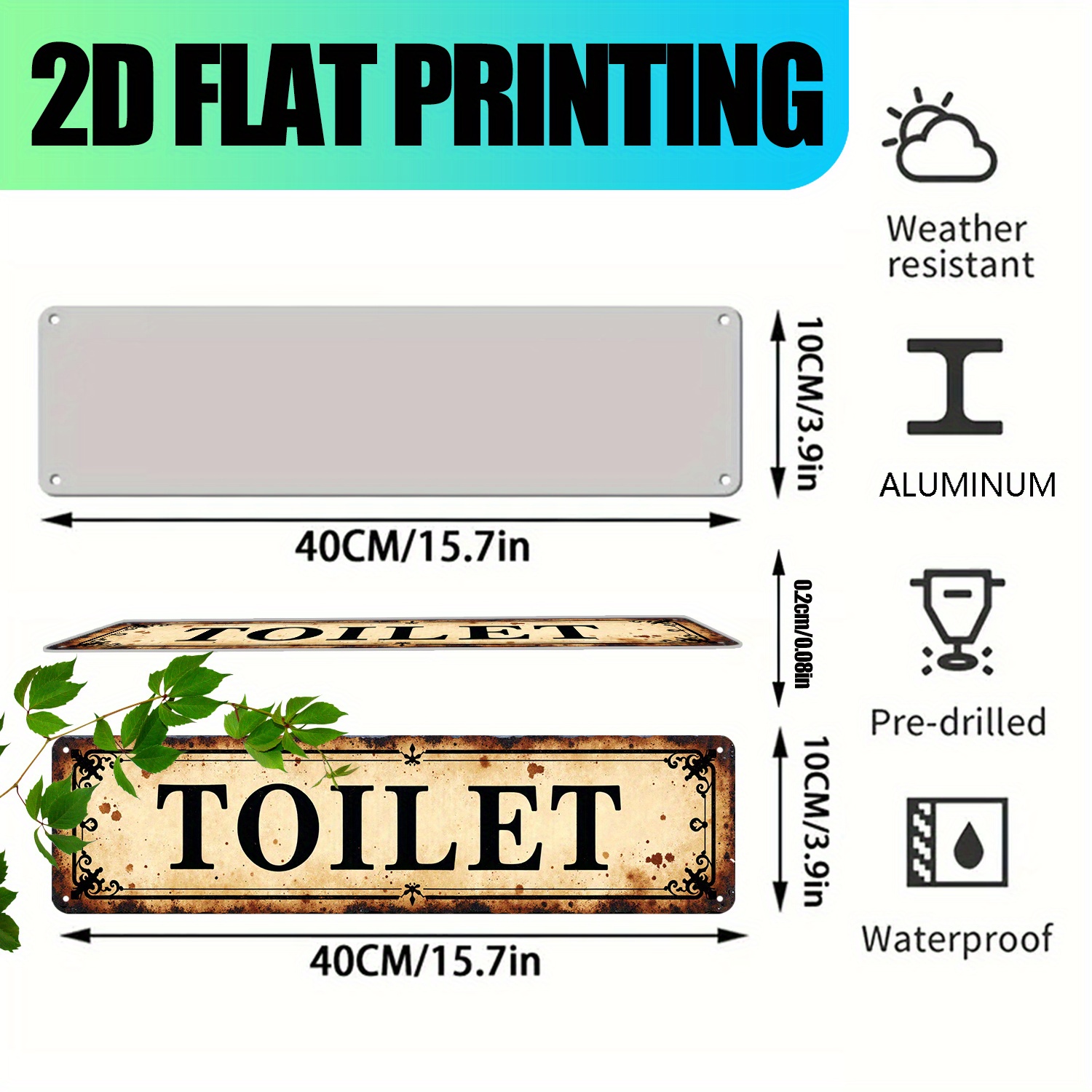 Płaski, vintage'owy aluminiowy – Home Bathroom Wall Art recenzja i cena