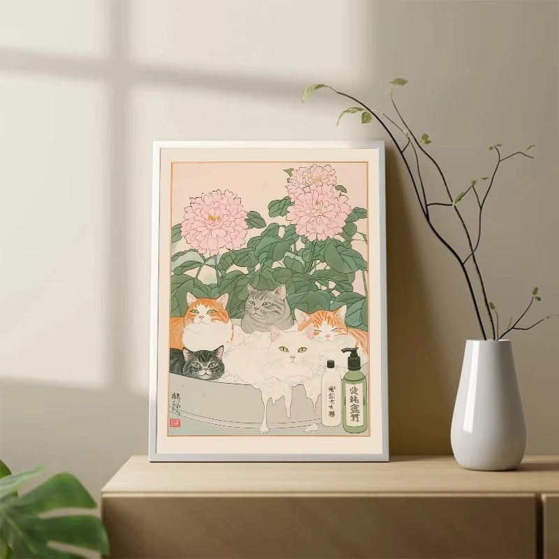 Bezramowa obrazka kota w wanni – Home Bathroom Wall Art recenzja i cena