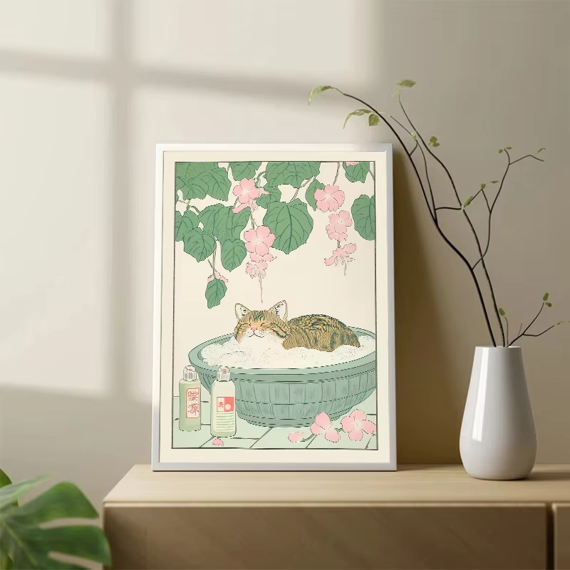 Bezramowa obrazka kota w wanni – Home Bathroom Wall Art recenzja i cena