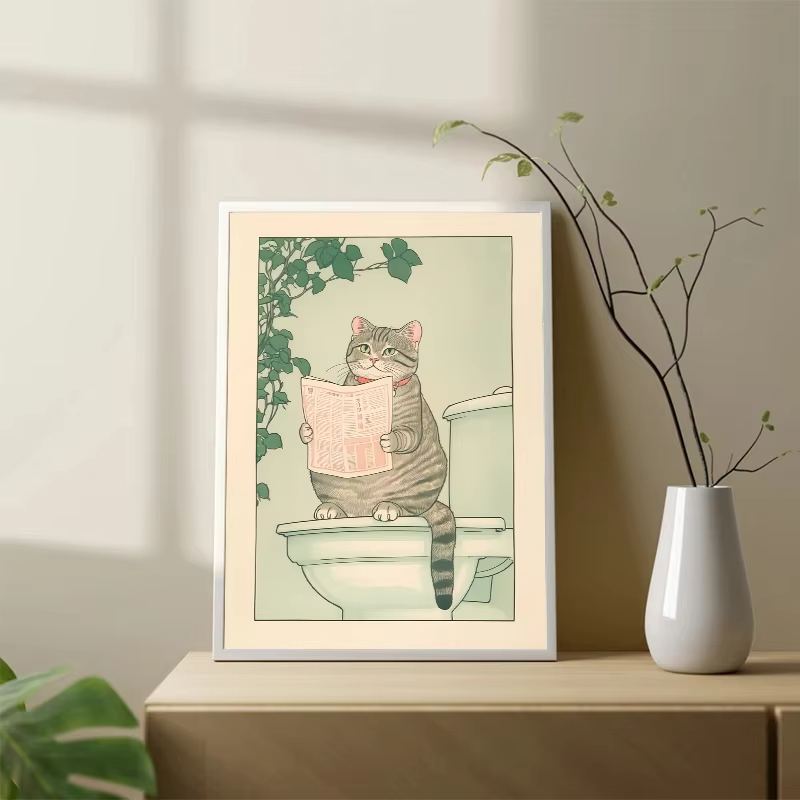 Bezramowa obrazka kota w wanni – Home Bathroom Wall Art recenzja i cena